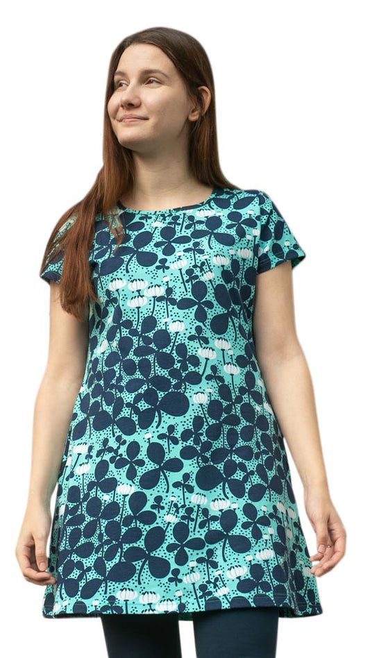 PaaPii Lyyra-tunika, apila, turkoosi, tunika mallin päällä