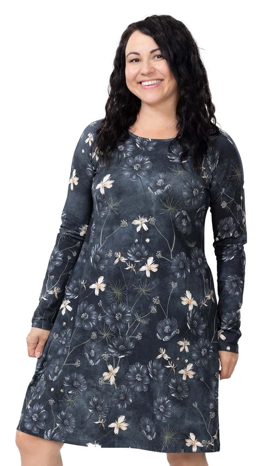 Versonpuodin Versomekko kuosissa suklaakosmos tumman sininen