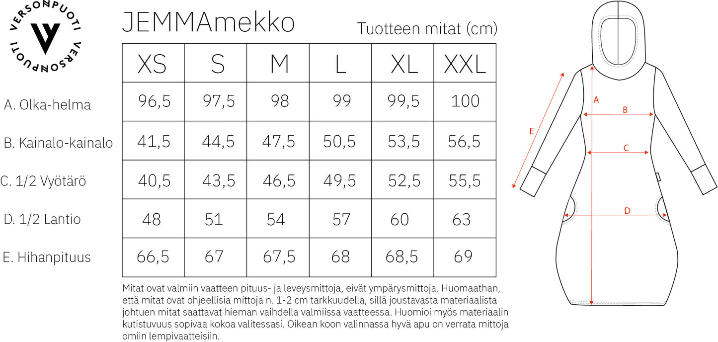 Verson Puoti Jemmamekko mitat