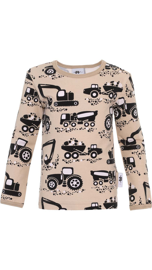 PaaPiin hiekan/latten värinen työkonepaita lapsille