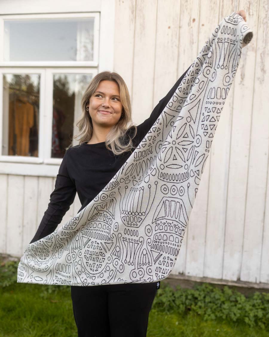 PaaPii jacquard huivi rukinlapa valkoinen, levitettynä