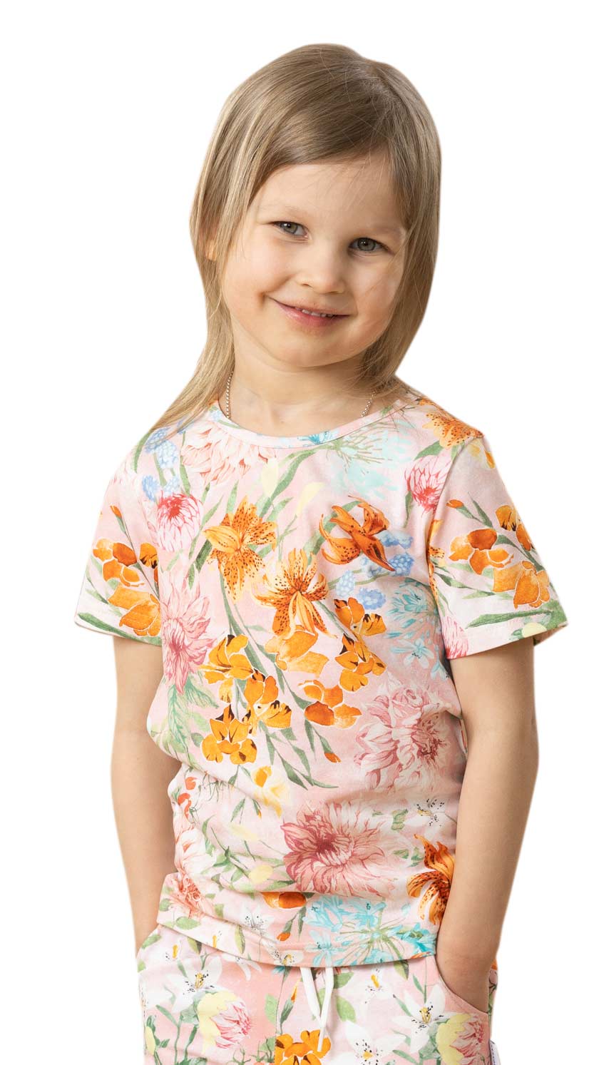 Mukava t-paita kukkakuosilla lapsille